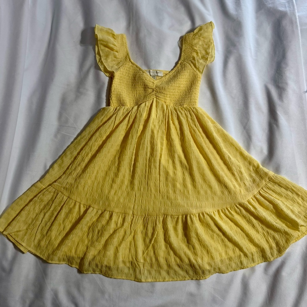 Yellow Sleeveless Flutter Sundress